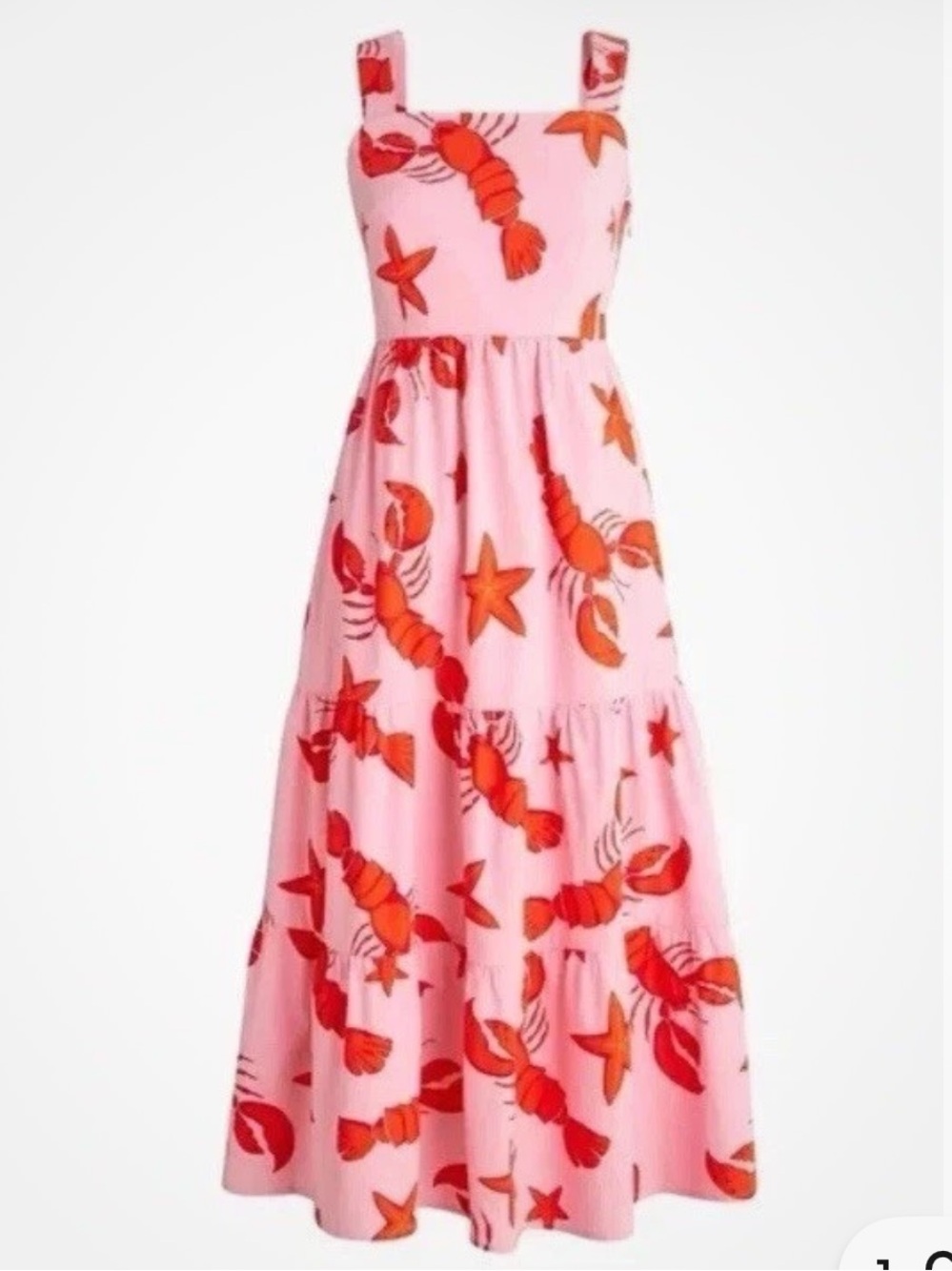 J. Crew Pink Midi Dress with Red Lobster Print size 4